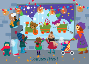Carte fêtes de fin d'année Vitrine de Noël